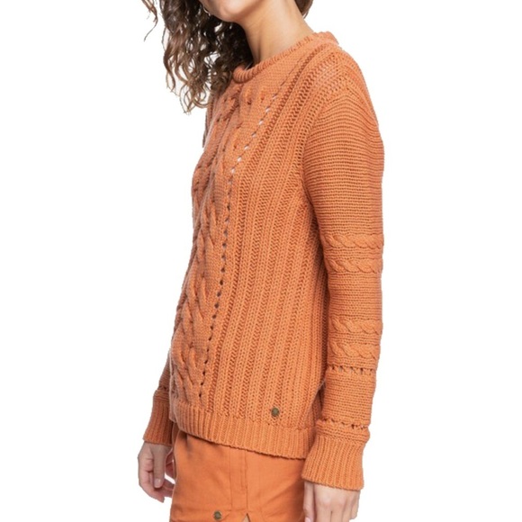 Roxy Women's Orange Paradise Maker Crewneck Knit Sweater Size XL - Picture 1 of 12